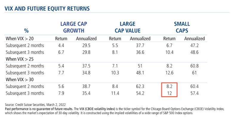 vix and future equity returns