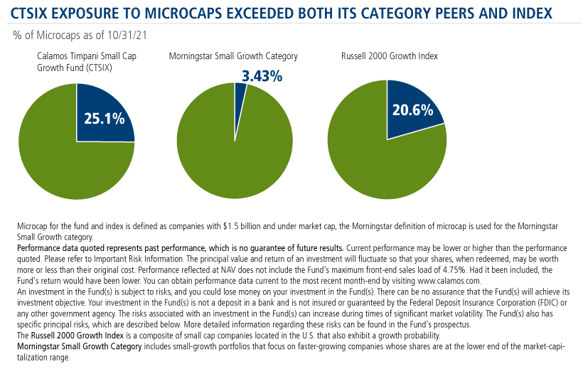 CTSIX exposure to microcaps exceeded both its category peers and index