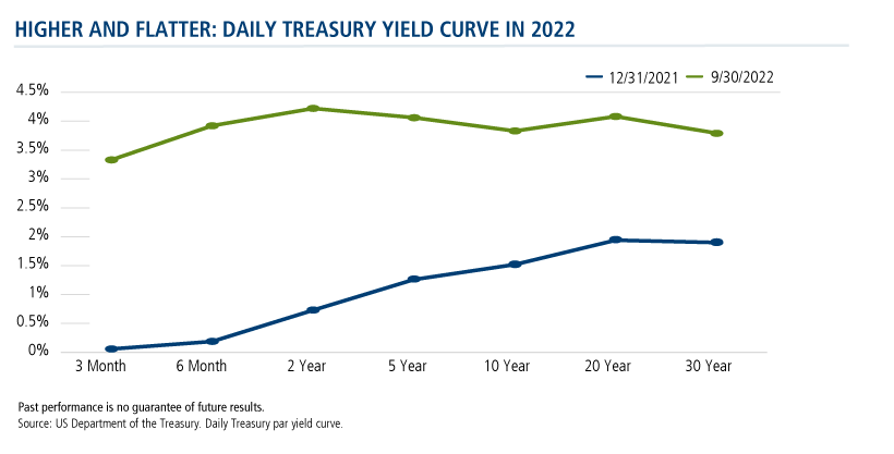higher and flatter daily treasury yield curve in 2022