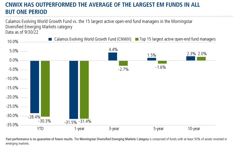 CNWIX has outperformed the average of the largest em funds in all but one period